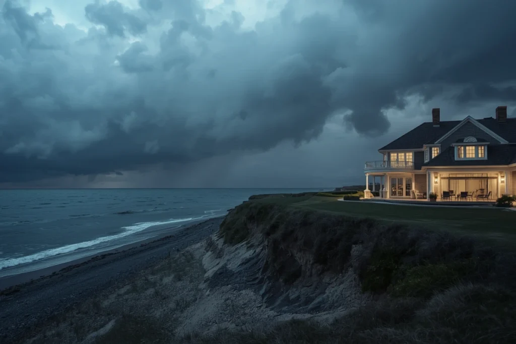Understand the key coastal property risks in the Hamptons including flood exposure, windstorm damage, and insurance gaps affecting high-value waterfront homes.