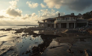 Luxury California home affected by flooding and earthquake damage requiring specialized private client insurance protection.