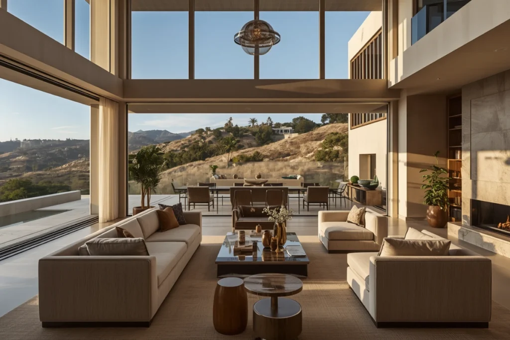Luxury Beverly Hills estate interior representing wildfire risk considerations and private client insurance planning for high-value homeowners.
